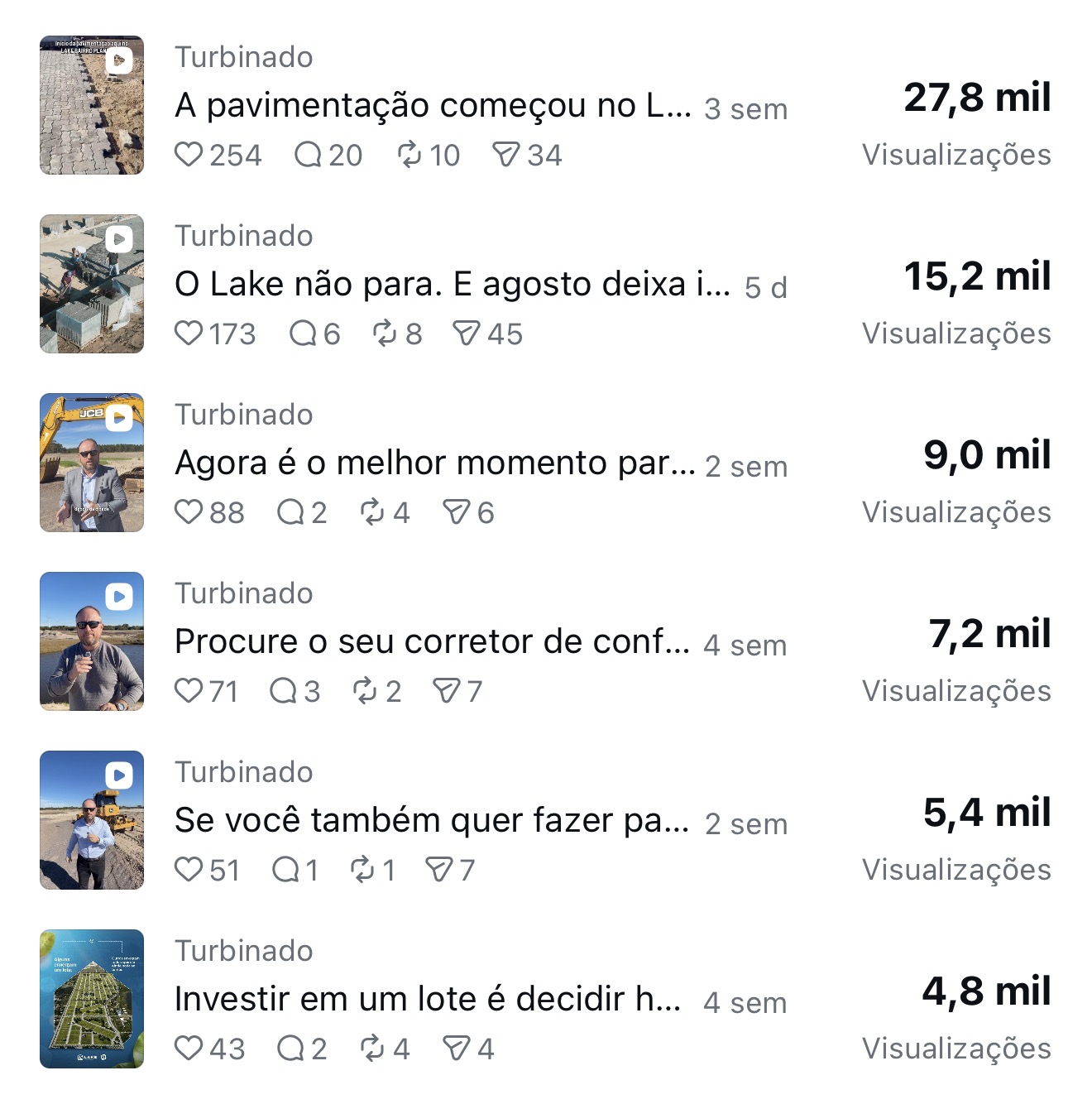 Print do Instagram com os conteúdos que mais performaram no período